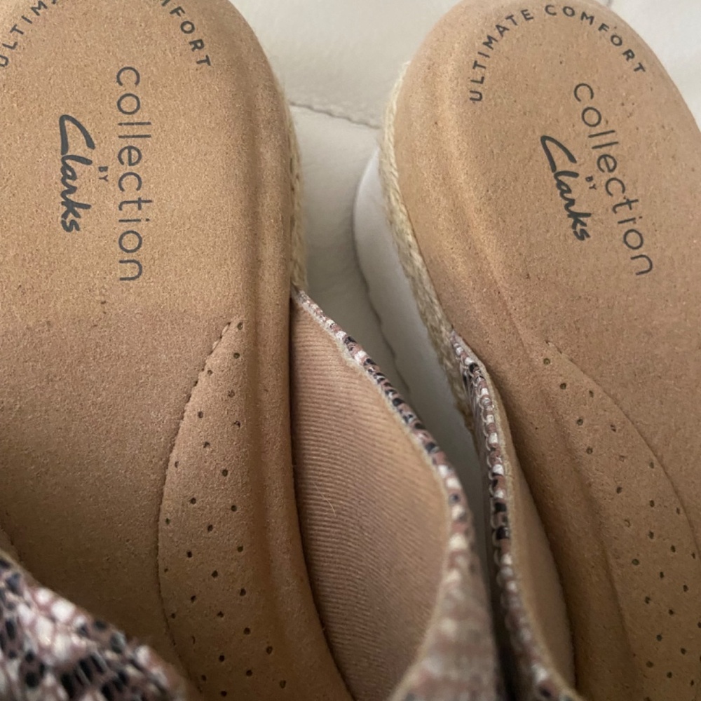 Clarks Snakeskin Slides With Cushion Heel - image 4